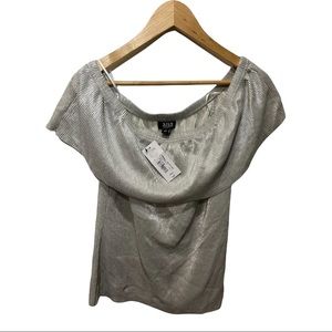 ANA METALLIC SILVER BLOUSE